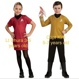 🔥Bundle🔥 2 Star Trek Halloween Costumes Captain Kirk & Lt. Uhura siblings kids